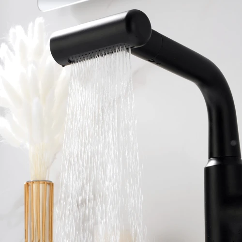 Смеситель для раковины Lefton Single-Hole Waterfall & Pull-Out Liftable Bathroom Faucet-BF2209 Matt Black: Вес, кг 1.73
