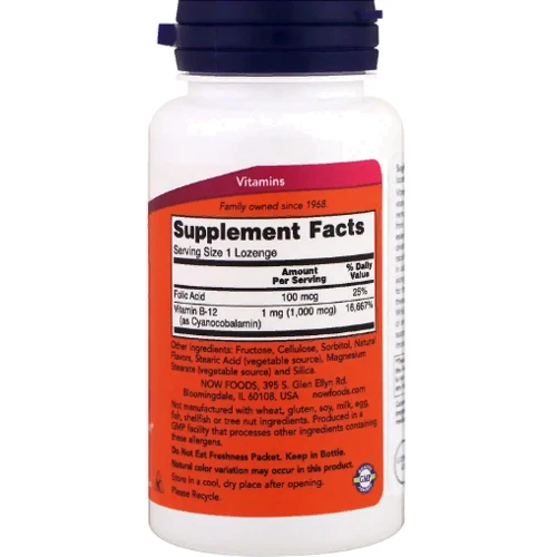 Now Foods B-12 1000 mcg Витамин В-12 250 леденцов: Тип Витамин B