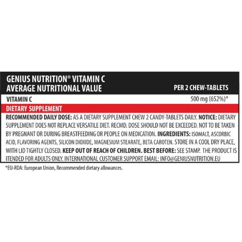 Genius Nutrition Vitamin C 300 Chew Candies / 150 servings: Пол Унисекс