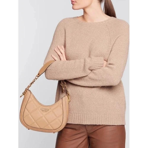 Женская сумка хобо GUESS ABEY SMALL HOBO темно-бежевая (HWQB8558010-BEI): Тип ручки На цепочке, Длинная ручка