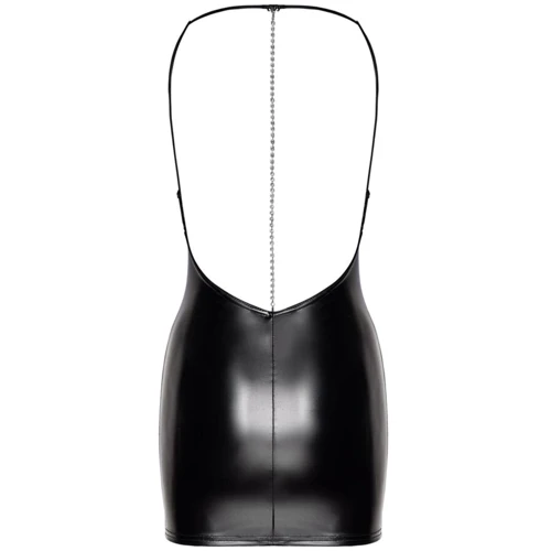 Платье Noir Handmade F307 Mirage wetlook mini dress with jewelry rhinestone chain Вlack, L