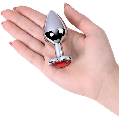 Анальная пробка с кристаллом Metal By Toyfa Silver anal plug ruby