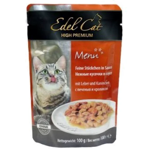 Вологий корм Edel Cat pouch для кішок з печінкою і кроликом в соусі 100 g (4003024179970)
