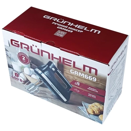 Миксер Grunhelm GRM669: Материал корпуса Нержавеющая сталь, Пластик