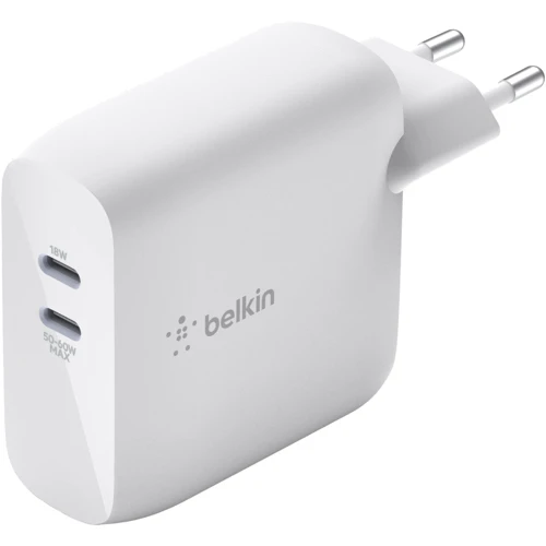 Зарядное устройство Belkin USB-C Wall Charger GAN 50+18W White (WCH003VFWH): Кабель в комплекте отсутствует