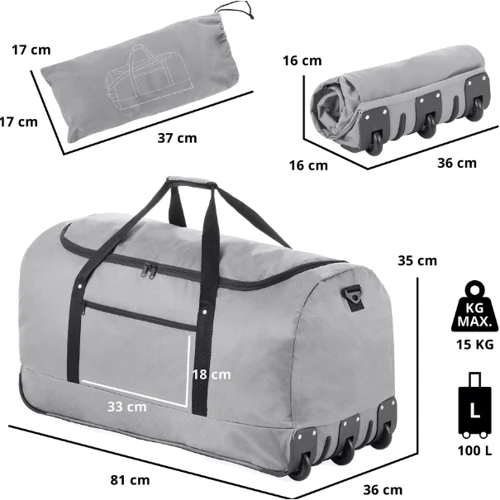 Сумка дорожня на колесах TravelZ Wheelbag 100 Liter Grey (603092) (927292)