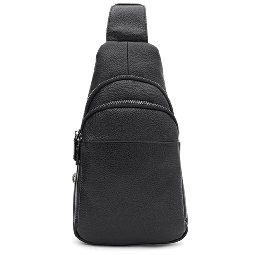 Мужская сумка-слинг Borsa Leather черная (K1328c-black)