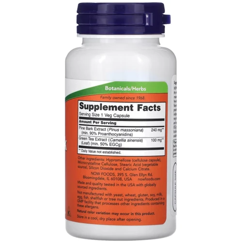 NOW Foods Pine Bark Extract 240 mg 90 veg caps (Экстракт сосновой коры): Тип Пикногенол