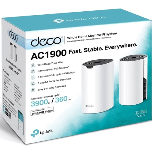 Точка доступу Wi-Fi TP-Link DECO-S7-2-PACK: Максимальна швидкість 600 +1300 Мбит/с