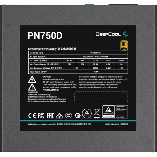 Блок питания Deepcool PN750D (R-PN750D-FC0B-EU): КПД, % 90