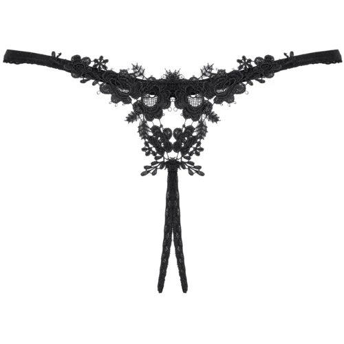 Трусики стринги с разрезом Obsessive Celia Noir black XL/2XL