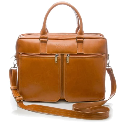 Solier DUNDEE Leather Bag Camel (SL01Camel) for MacBook Pro 15": Матеріал Натуральна шкіра
