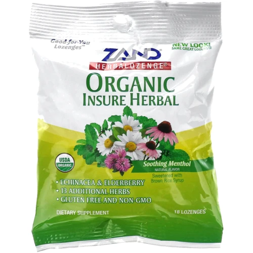 Zand Organic Insure Herbal Страхование трав 18 пастилок с ментолом: Форма выпуска Леденцы