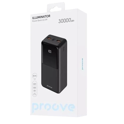 Внешний аккумулятор Proove Power Bank 30000mAh Illuminator 22.5W Black: Количество USB 3