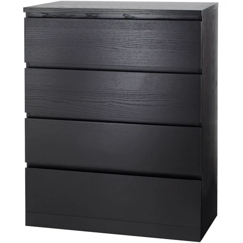 Комод с 4 ящиками ІКЕА MALM 80х100 см черно-коричневый (30403566)