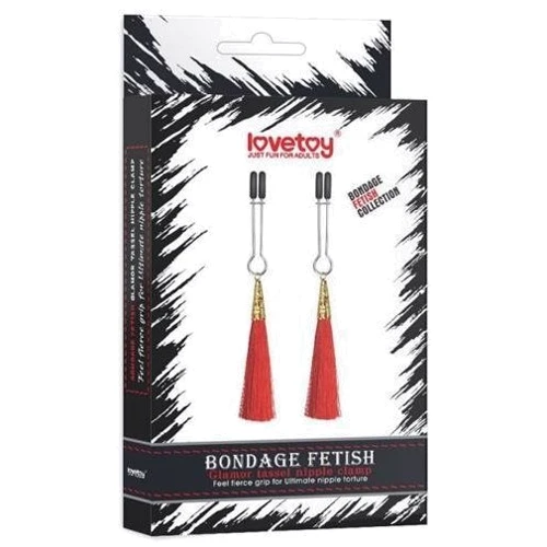 Зажимы для сосков LoveToy Bondage Fetish Glamor Tassel Nipple Clamp Red