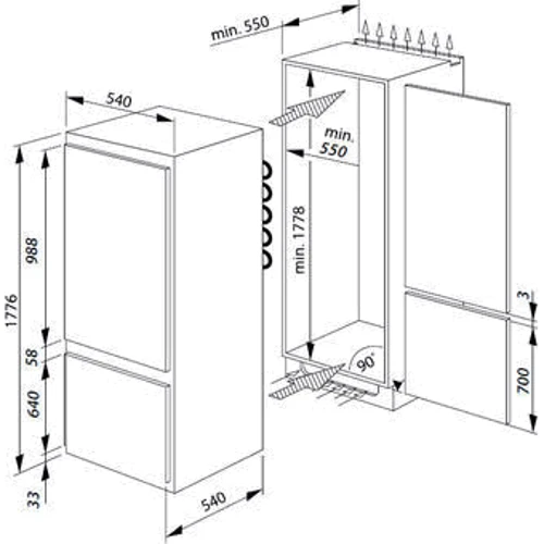 Встраиваемый холодильник Amica BK3165.4AA: Мощность замораживания 3.5 кг/сутки