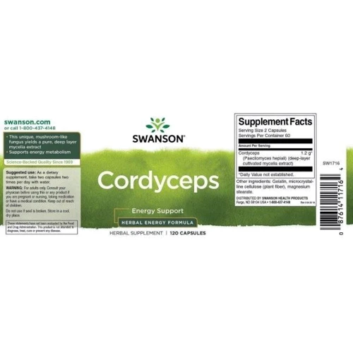 Swanson Cordyceps 600 mg Кордицепс 120 капсул: Форма выпуска Капсулы