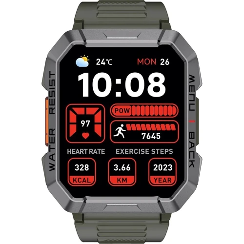 Смарт-часы Blackview W60 Green: Фитнес-функции Шагомер, Подсчет калорий, Пульсометр, Пульсоксиметр, Секундомер
