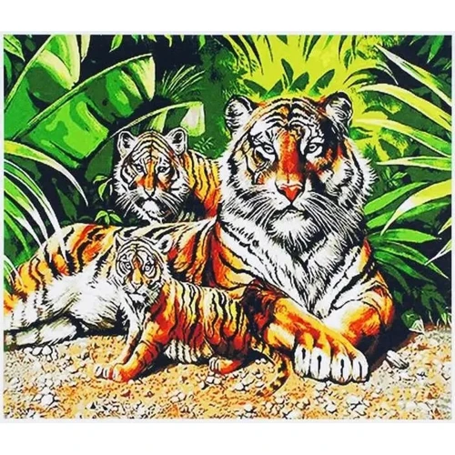 Картина по номерам с алмазной мозаикой TK Group Семейство тигров 40х50 см (B 78755)