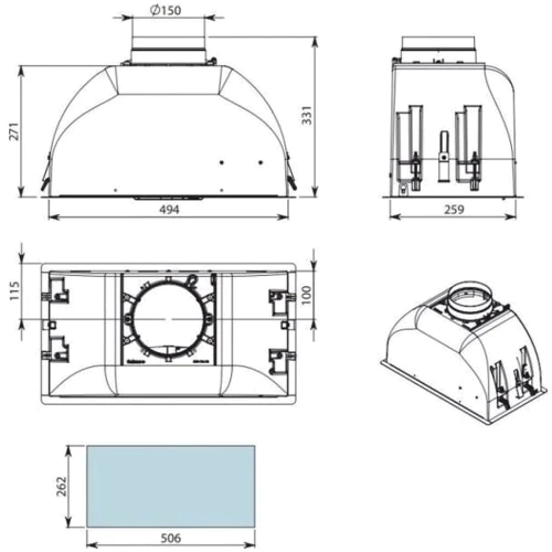 Витяжка Falmec Gruppo Incasso Touch Vision 50 P.E. Inox (CGIW50.E16P9#ZZZI491F): Тип фільтра повітря Рециркуляция, Отвод