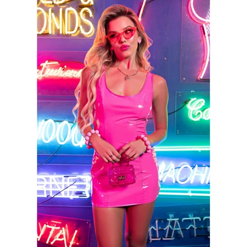 Платье Leg Avenue Pink vinyl mini dress L