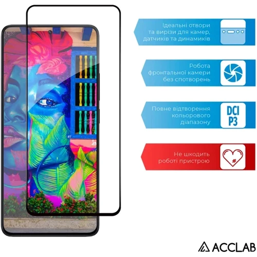 ACCLAB Tempered Glass Full Glue Black for Xiaomi Poco X6 фото 5