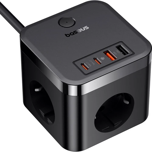 Зарядний пристрій Baseus Wall Charger 3AC+2xUSB+2xUSB-C PowerCombo Cube Power Strip 30W 1.5m Black