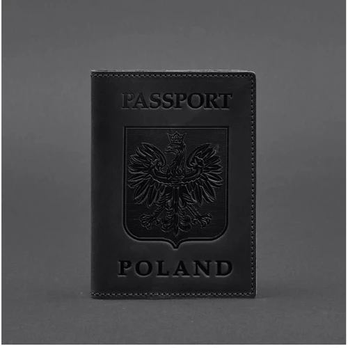 Обложка для паспорта с польским гербом BlankNote черная (BN-OP-PL-g-kr): Материал Натуральная кожа