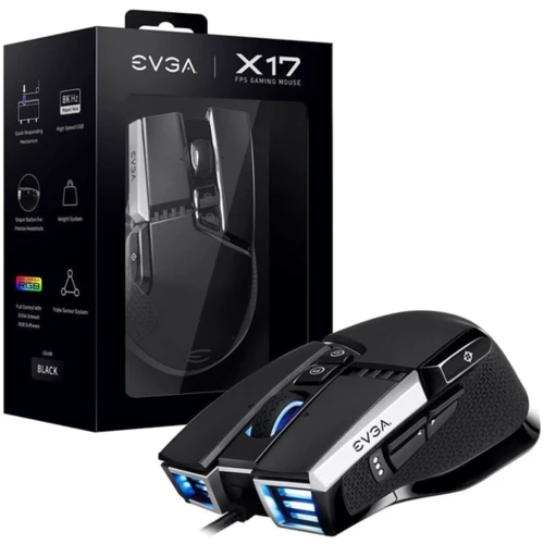 Мышь EVGA X17 Black (903-W1-17BK-KR): Интерфейс подключения USB