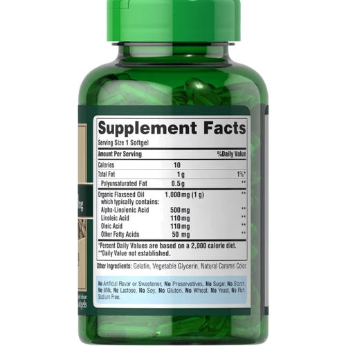 Puritans Pride Non-GMO Natural Flax Oil 1000 mg Льняное масло 120 гелевых капсул: Тип Льняное масло