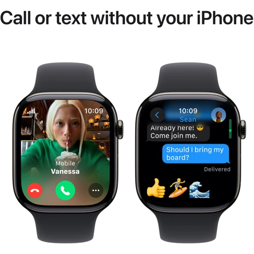 Apple Watch Series 10 42mm GPS + Cellular Slate Titanium Case with Black Sport Band - M/L (MWXH3)