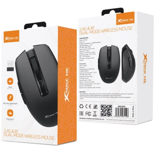 Мышь Xtrike Me GW-224 Black: Количество кнопок 6