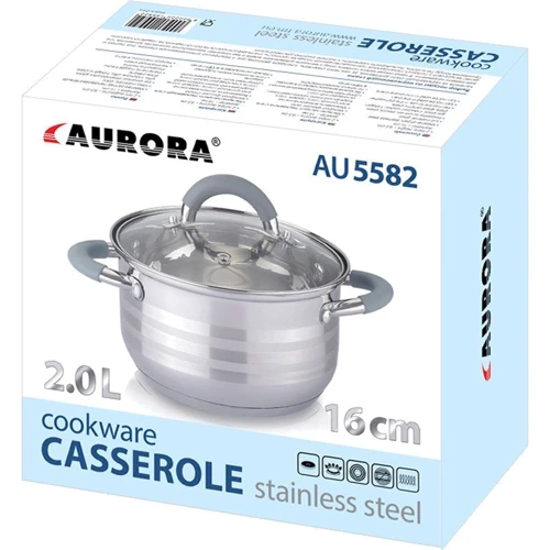 Кастрюля Aurora AU 5582 d16см, 2л, c крышкой: Тип Традиционная