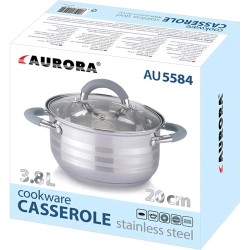 Каструля Aurora AU 5584 d 20 см, 3.8 л, c кришкою: Тип Традиционная