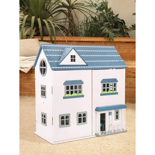 Деревянный двухэтажный кукольный домик с мебелью Bambi (MD 1955)