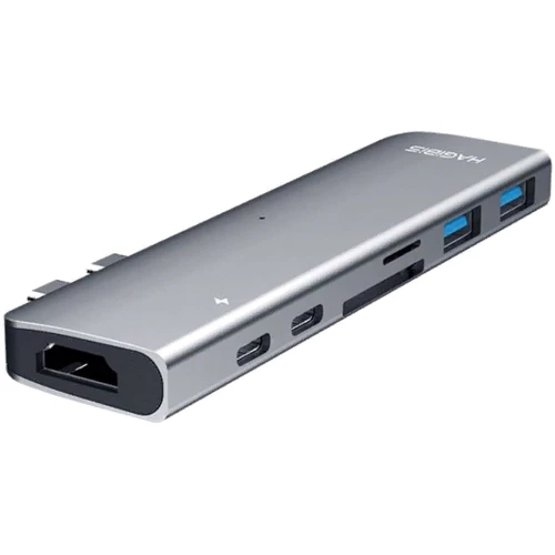 Адаптер Xiaomi Adapter Hagibis Dual USB-C to HDMI + 2хUSB-C + SD + 2xUSB3.0 Silver (04214)