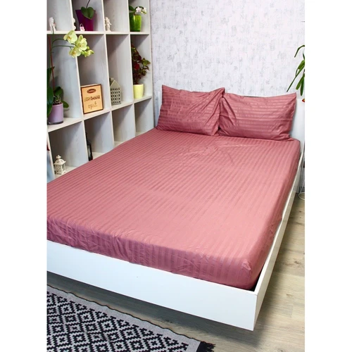 Простирадло LightHouse Mf Stripe Pudra страйп-мікрофібра на гумці 180х200+25см (2200000605054)