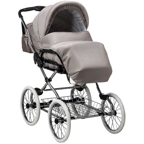 Коляска 2 в 1 класична Roan Marita Prestige (14 "білі колеса, хром рама) P230 бежевий - бежева (шкіра) перламутр (624729): Ширина шасі 60 см