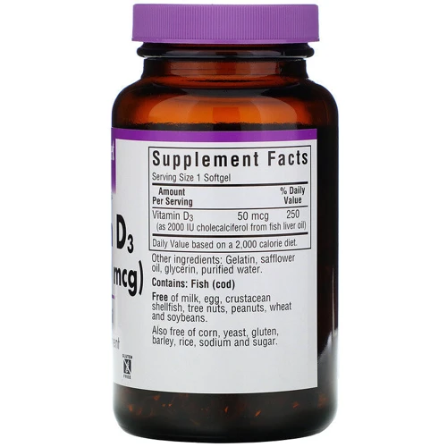 Bluebonnet Nutrition, Vitamin D3, 2,000 IU, 250 Softgels (319): Тип вітамін D