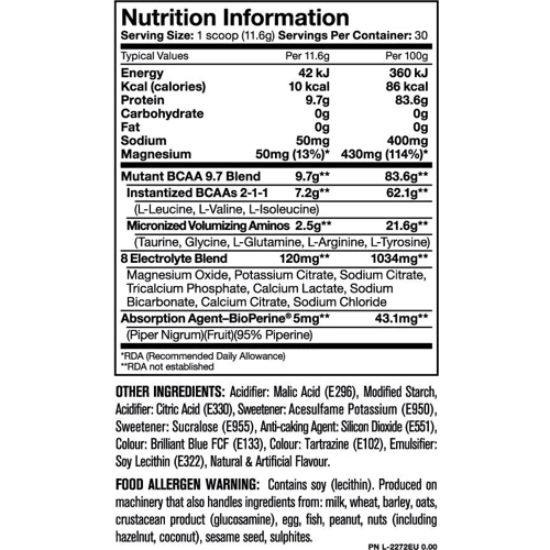 Аминокислота для спорта Mutant BCAA 9.7 348 g /30 servings/ Fuzzy Peach: Вкус Персик