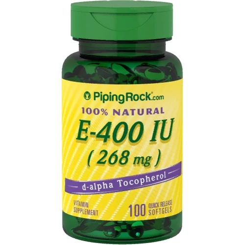 Piping Rock 100% Natural Vitamin E, 400 IU, 100 Softgels