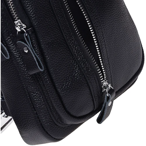Мужская сумка-слинг Keizer черная (K15055-black): Материал Натуральная кожа