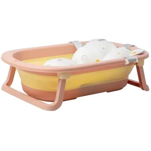Ванна складана Babyhood Комфорт Плюс з термометром, рожева + гірка для купання (BH-328PY+E) фото 2