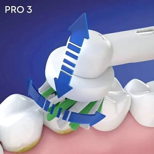 Зубная щетка Braun Oral-B Pro3 3500 WH Sensetui: Технология чистки возвратно-вращательная