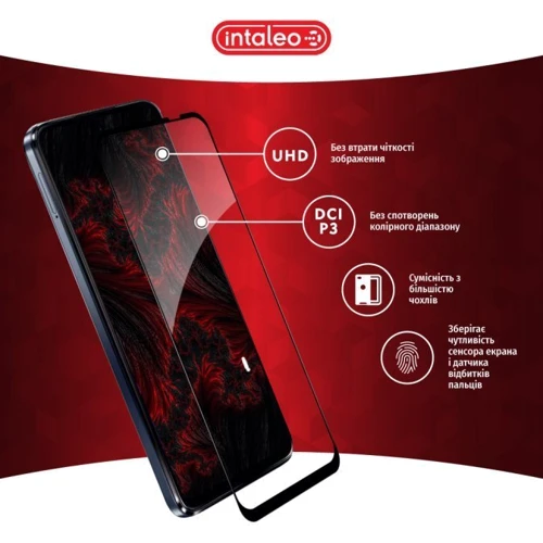 Аксессуар для смартфона Intaleo Tempered Glass Full Glue Black for Motorola Moto G54: Цвет черный