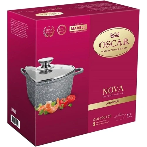 Каструля OSCAR Nova з кришкою 20 см 2.4 л (OSR-2003-20): Матеріал корпусу Алюминий