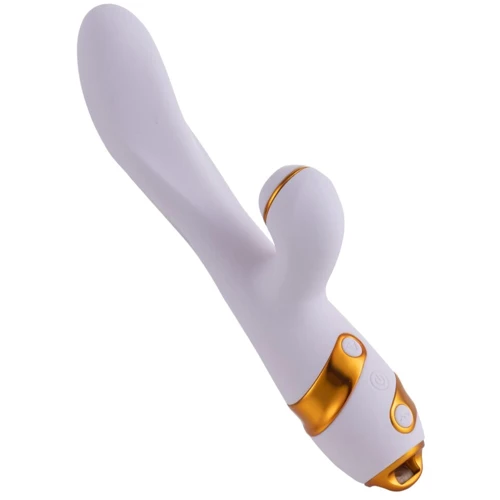 Вибратор-кролик с флоггером LOCKINK Sevanda Whip Vibrating Massage Wand - White & Golden
