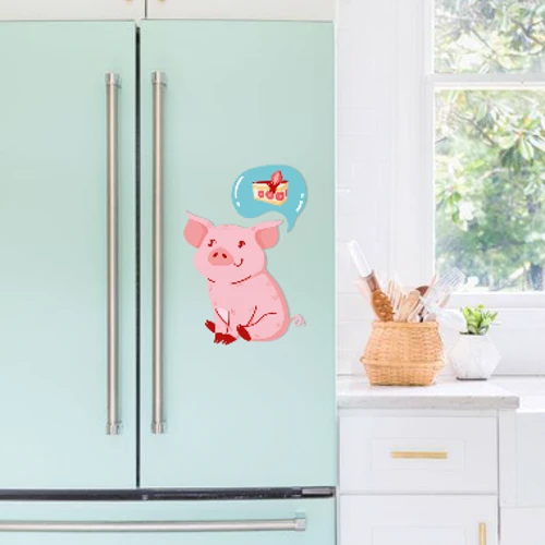 Наклейка на холодильник Pig розовый фото 2