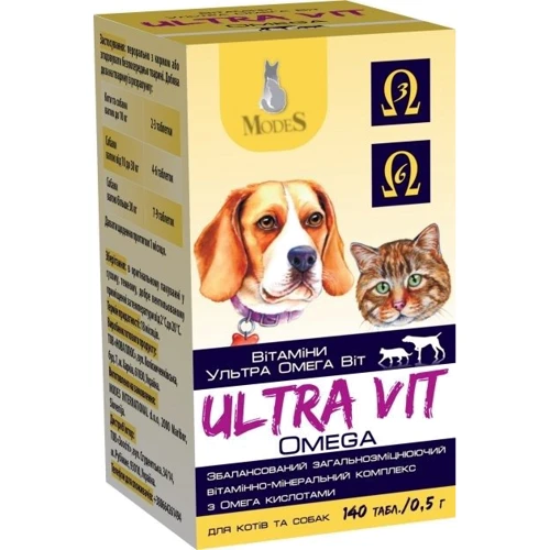 Вітаміни Modes Ultra Multi Omega Vit для собак та кішок 140штх0.5г (ЗС000234)